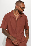 Show Up Short Sleeve Cuban Shirt - Chocolate