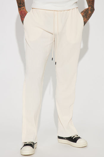 Solid Textured Linen E-Waist Side Slit Pants - Cream, Fashion Nova, Mens  Pants