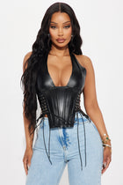 The Baddest Faux Leather Corset Top - Black