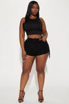 Shake It Faux Suede Micro Booty Short - Black