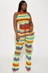 Naya Striped Crochet Pant Set - Orange/combo