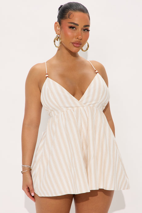 Rachelle Linen Romper - Cream/combo
