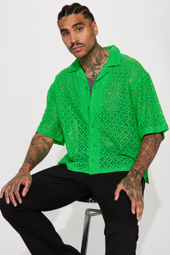 Greener Pastures Cropped Button Up Shirt - Multi Color