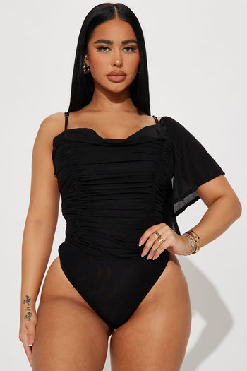 Front And Center Seamless Bodysuit - Black, Fashion Nova, Bodysuits