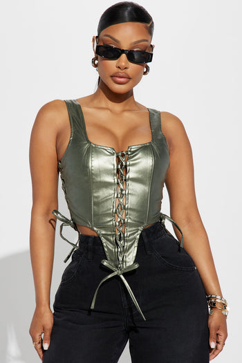 Cool Girl Lace Up Top - Olive | Fashion Nova, Knit Tops | Fashion Nova