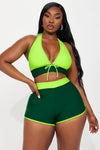 Carleta Boyshort 2 Piece Bikini - Green/combo