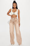 No Exception Lace Up Baggy Jeans - Brown