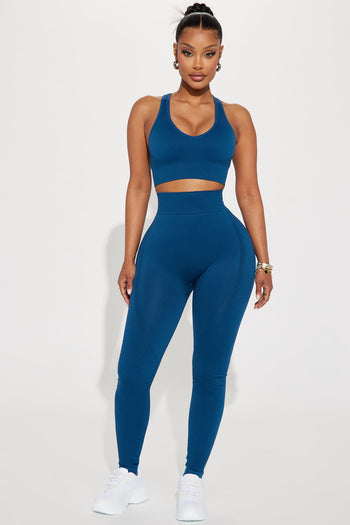 Fighter Ribbed Active Legging In Infinity Seamless - Slate Blue