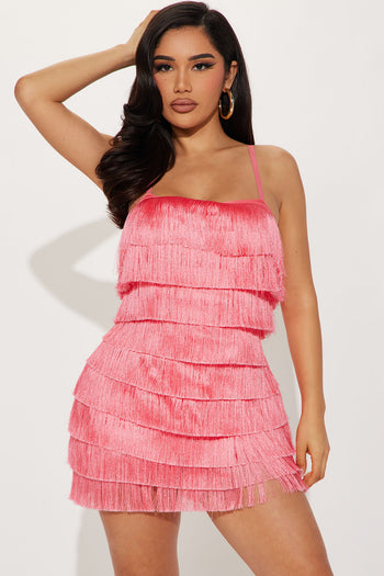 Forever Fringe Skirt Set - Pink