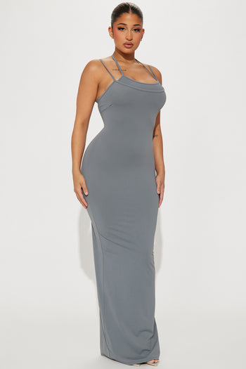 Adriana Shapewear Maxi Dress - Heather Grey, Fashion Nova, Dresses