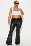 My Pleasure Faux Leather Flare Pant - Black