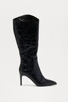 Chicago Distressed Knee High Boots - Black