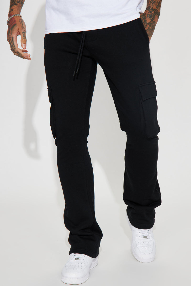Tyson Cargo Skinny Flared Sweatpant - Black | Fashion Nova, Mens Fleece ...