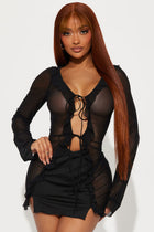 Yuna Mesh Micro Mini Dress - Black