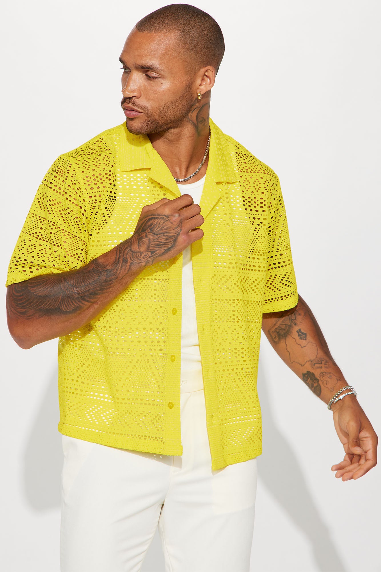 Desert Oasis Textured Button Up Shirt - Yellow | Fashion Nova