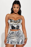 Reflective Nights Corset Top - Silver