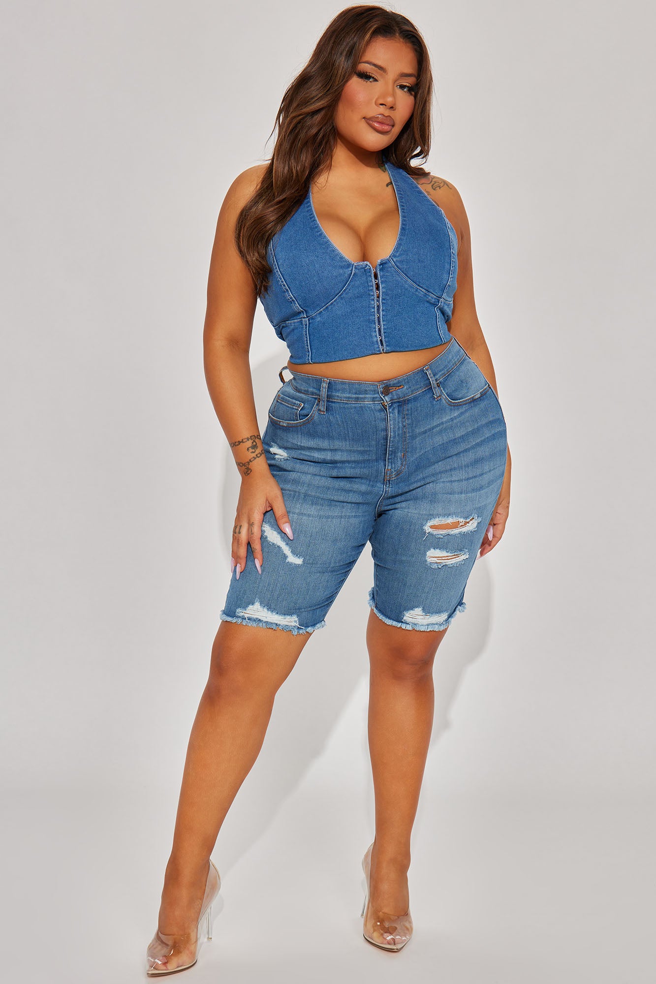 【COSYHARU】Wide bermuda denim Edikted Oversized Low Rise Denim Bermuda Shorts | PacSun