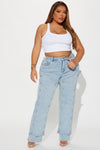 Sticking With It Stretch Straight Leg Jeans - Light Wash