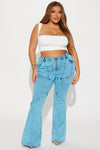 Couldn't Be Better Stretch Acid Wash Flare Jeans - Blue