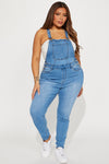 Always Petty Skinny Stretch Denim Overalls - Light Wash