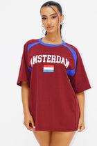 Amsterdam Love Oversized Tee - Burgundy