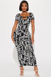 Alphabet Knit Maxi Dress - Black/White