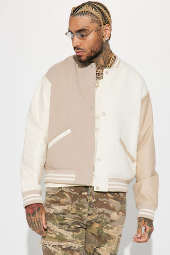 Fashion Nova Men's La Patchwork Varsity Jacket