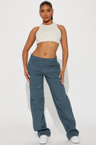 All Within Me Wide Leg Cargo Pant - Slate Blue