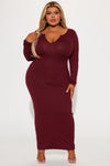 Jayda Ribbed Maxi Dress - Wine