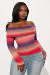 Caught Feelings Off Shoulder Sweater - Pink/combo