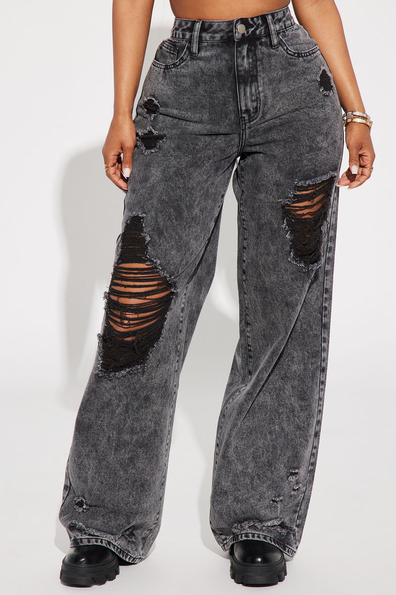 Left No Crumbs Non Stretch Wide Leg Jeans - Black Wash | Fashion Nova ...