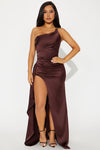 Angelic Aura Satin Gown - Chocolate