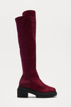 Teddy Knee High Boots - Burgundy