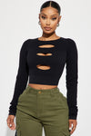 I'm The Topic Crop Top - Black