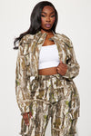 Sneak Attack Cropped Denim Cargo Jacket - Taupe/combo