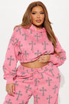 Faith In Me Cropped Hoodie - Pink