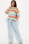 Spring Fever Striped Sweater - Multi Color