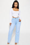 Simply Basic Stretch Straight Jeans - Light Wash