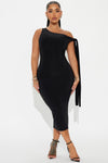 Olympia Twist One Shoulder Midi Dress - Black