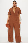 Got To Be It Corduroy Jumpsuit - Brown