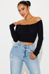 Athena Off Shoulder Sweater - Black