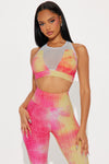 The Best Assets Textured Tie Dye Sports Bra - Yellow/combo