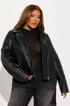 Going In Circles Faux Leather Jacket - Black