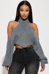 Karasi Cold Shoulder Sweater - Grey