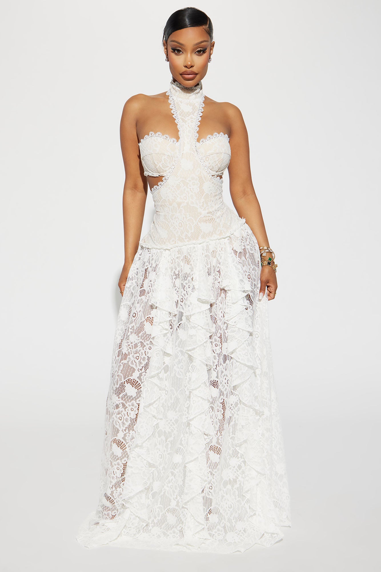 Novalie White Lace Halter Maxi Dress – Beginning Boutique US