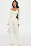 Kya 3 Piece Textured Knit Set - Cream