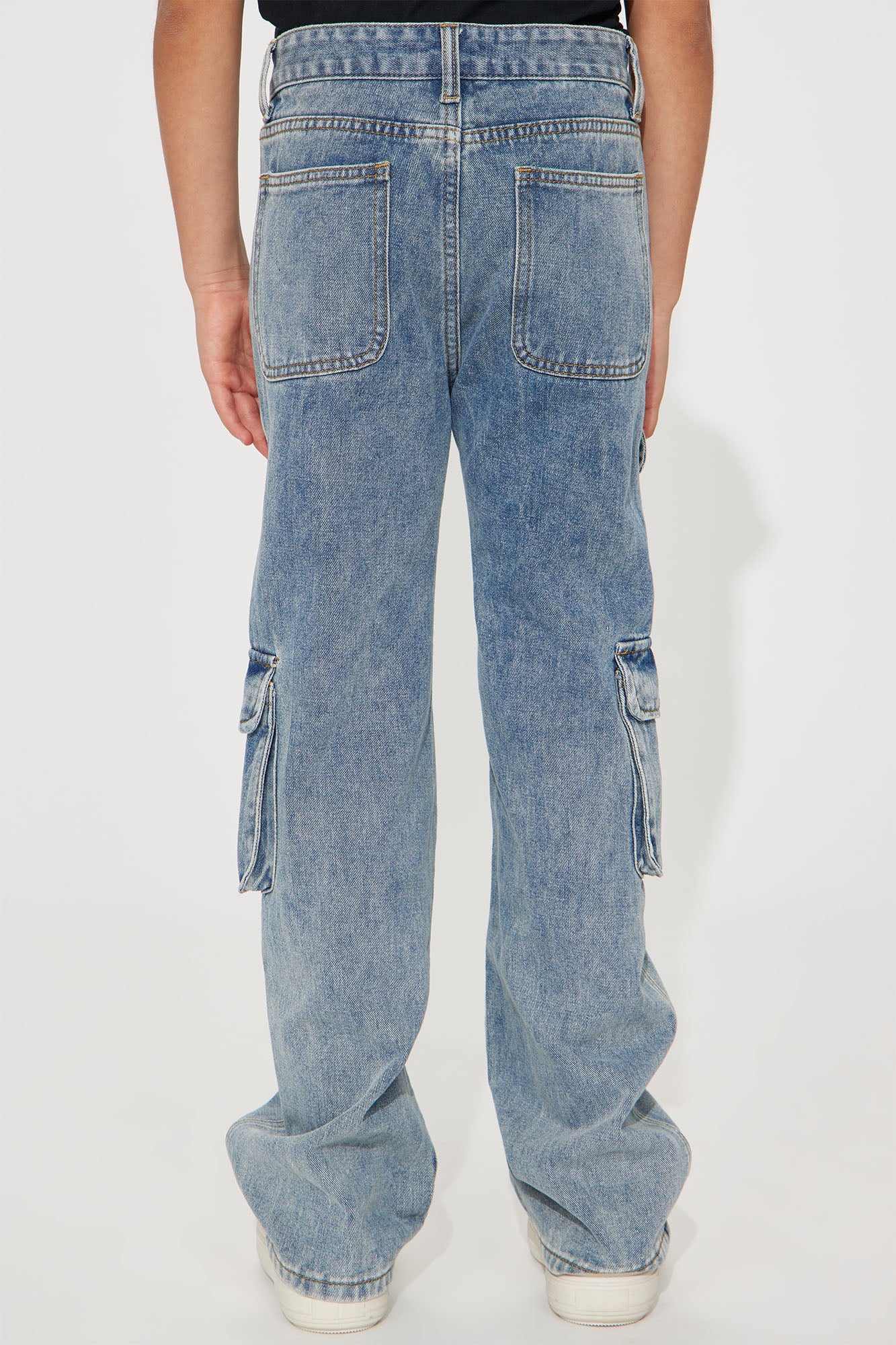 【WONDER WONDER】Washed Pocket Cargo Blue L Wide Denim Pt Release Cargo Denim - Washed Blue – Diet Starts Monday