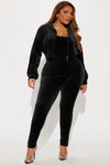 OG Lounge Girl Soft Velour Jumpsuit Set - Black