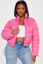 Name Your Game Puffer Coat - Pink