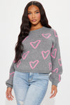 The Way I Love Heart Sweater - Grey/combo